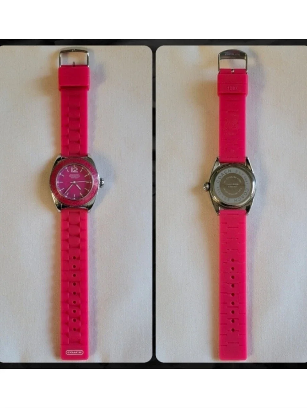 Coach Andee Pink Silicone Stainless Steel Watch Box Y2K NWOT